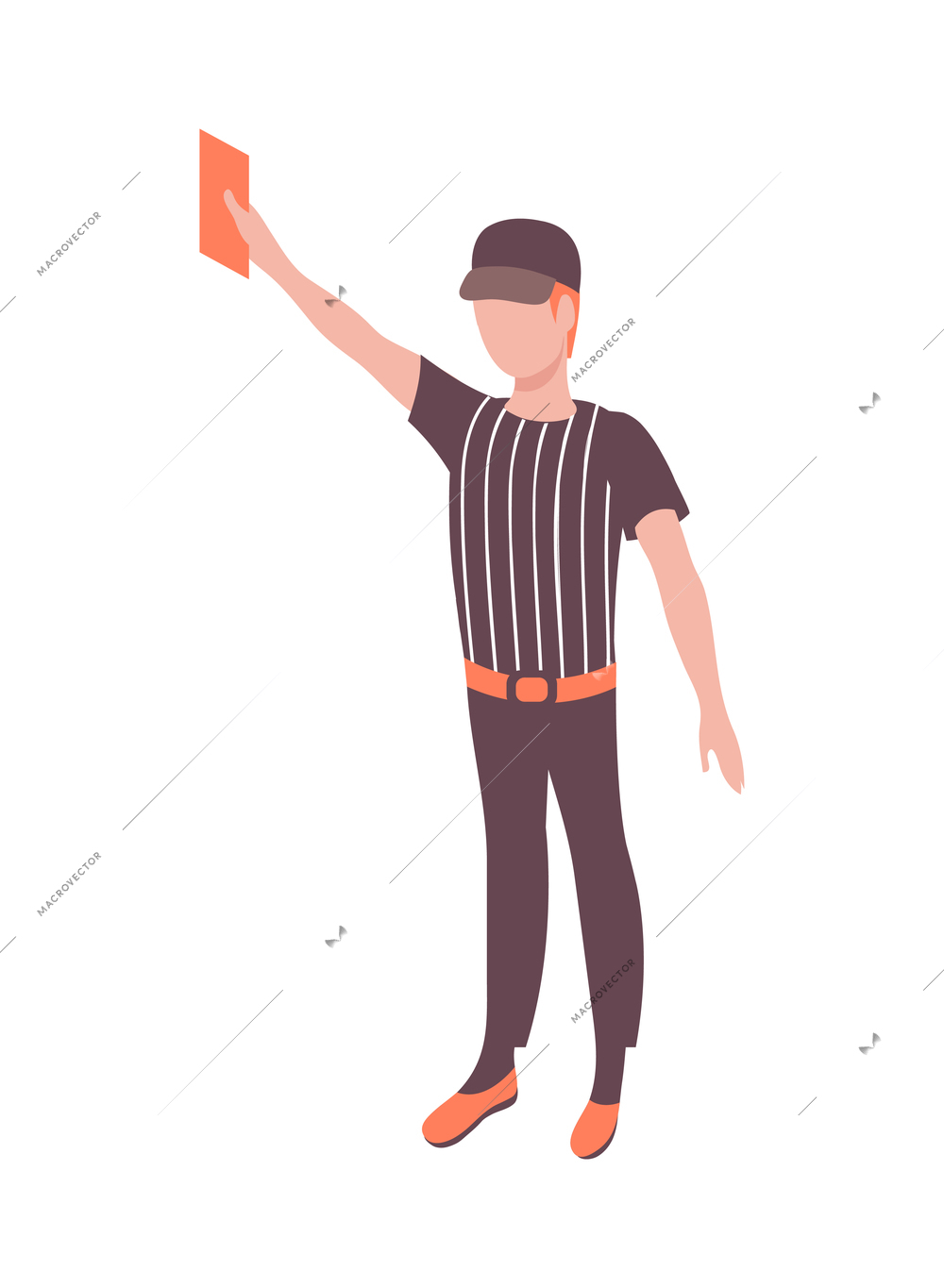 Football referee with red card isometric icon 3d vector illustration