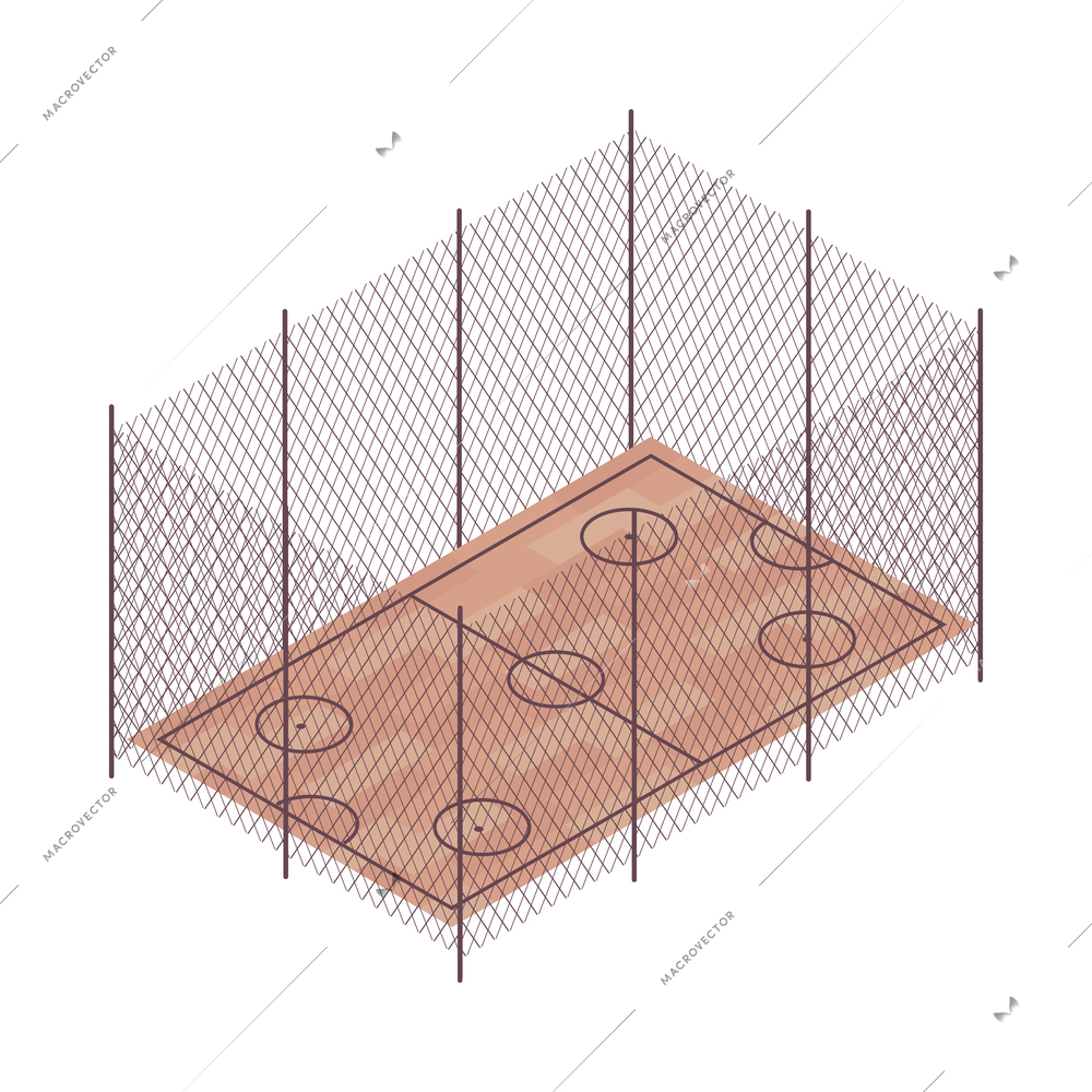 Outdoor sport field court with net isometric icon 3d vector illustration