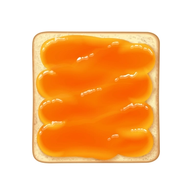Realistic breakfast wheat toast with honey on white background vector illustration