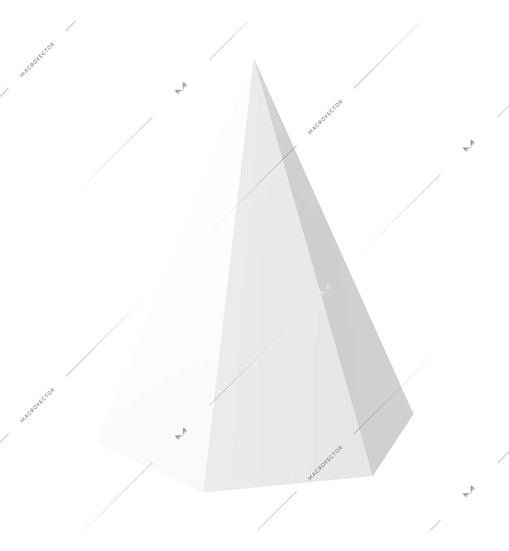 Realistic 3d blank hexagonal pyramid on white background vector illustration