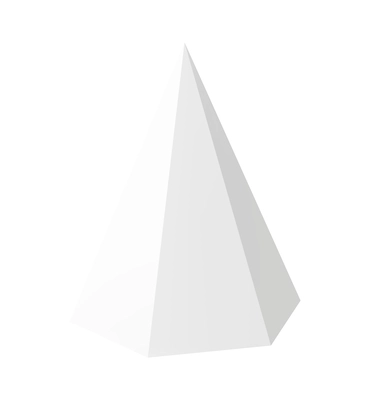 Realistic 3d blank hexagonal pyramid on white background vector illustration