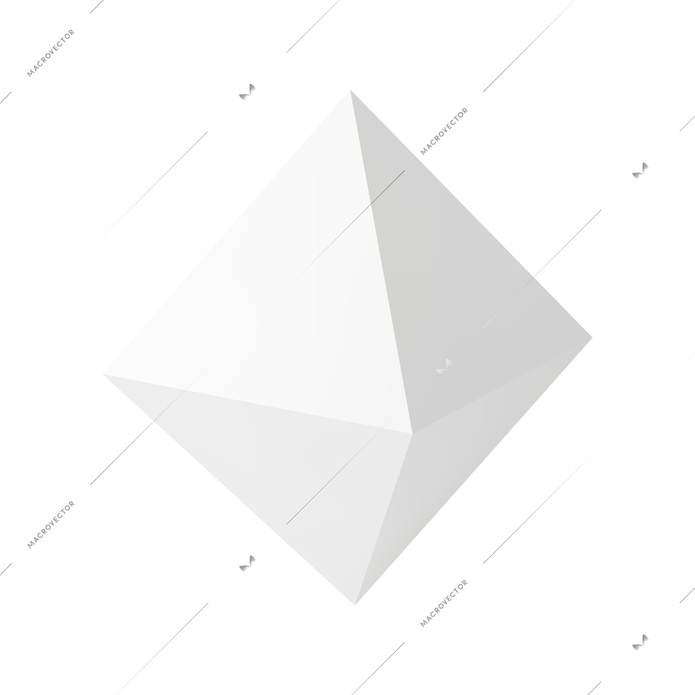 Realistic blank 3d octahedron shape on white background vector illustration
