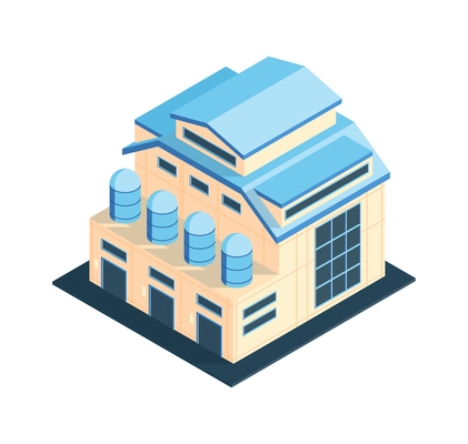 Isometric industrial building icon 3d plant exterior vector illustration