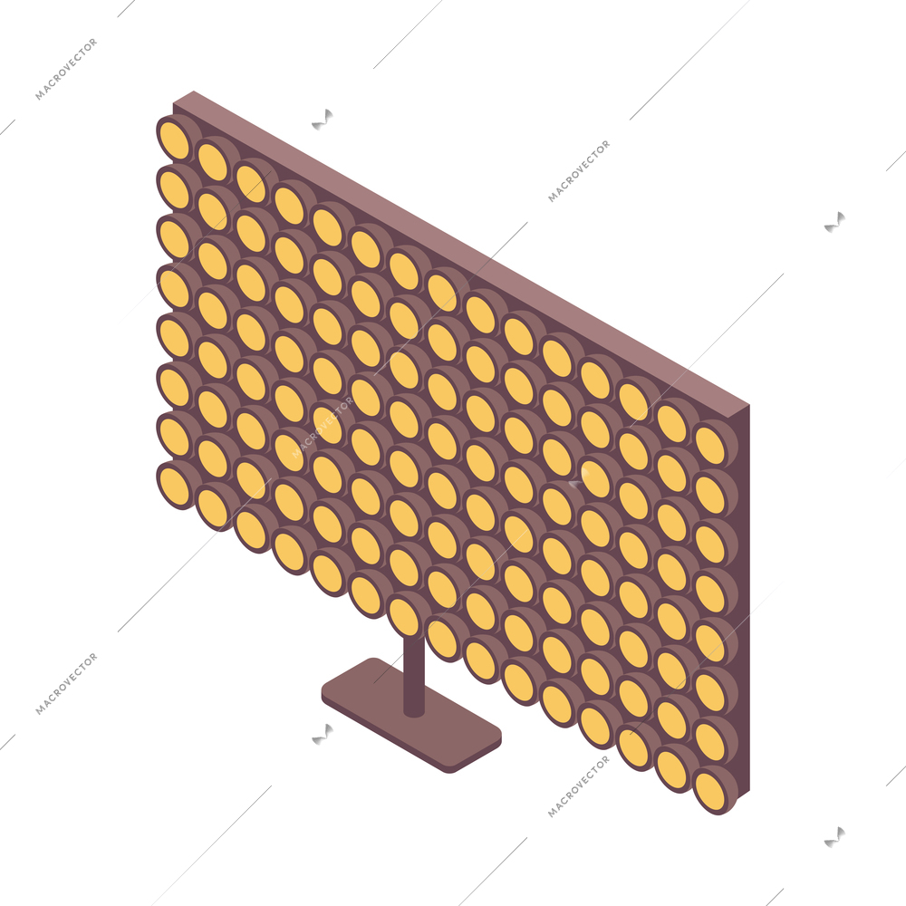 Sport stadium projector with yellow lights isometric icon 3d vector illustration