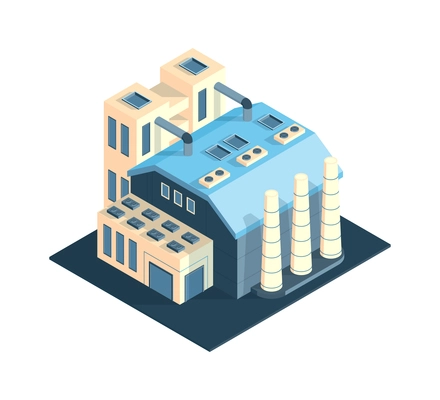Isometric icon with modern urban industrial building 3d vector illustration