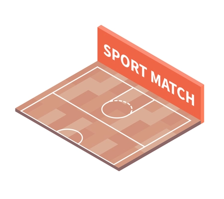 Indoor sport field surface isometric icon on white background 3d vector illustration