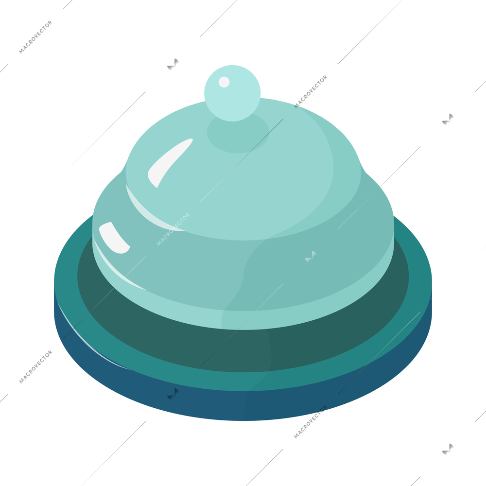 Isometric icon of steel bell for hotel reception 3d vector illustration