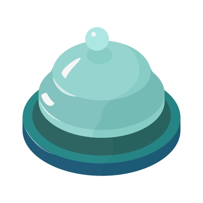 Isometric icon of steel bell for hotel reception 3d vector illustration