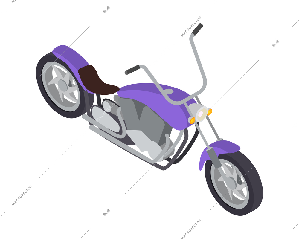 Chopper motocycle isometric icon on white background 3d vector illustration