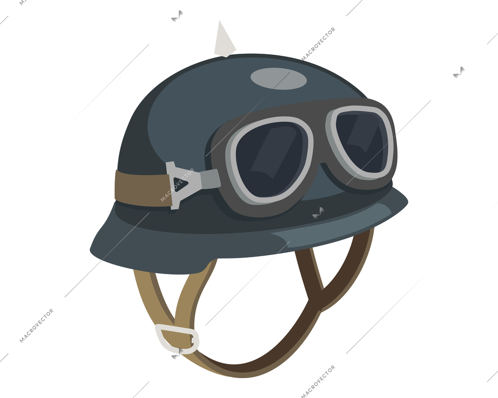 Vintage biker motorcycle helmet with goggles isometric icon vector illustration