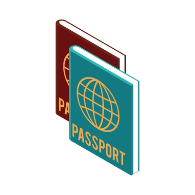 Isometric icon with two passports on blank background 3d vector illustration