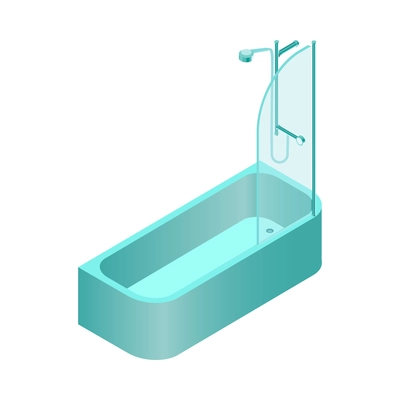 Isometric blue bath with shower on white background 3d vector illustration