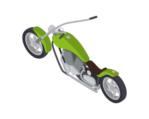 Green motorcycle on white background isometric icon vector illustration