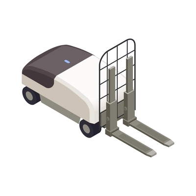 Smart industry icon with automated industrial warehouse forklift 3d isometric vector illustration