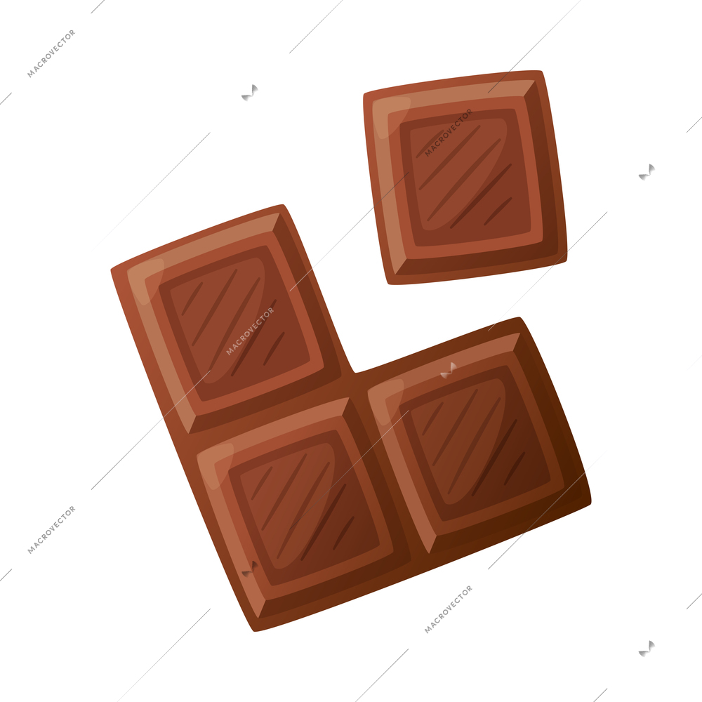 Pieces of milk chocolate in cartoon style on white background vector illustration