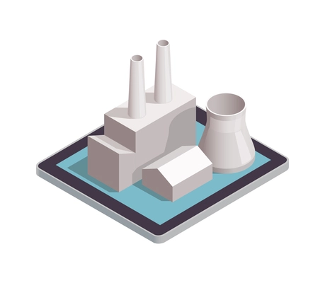 Smart industry isometric icon with 3d plant model vector illustration