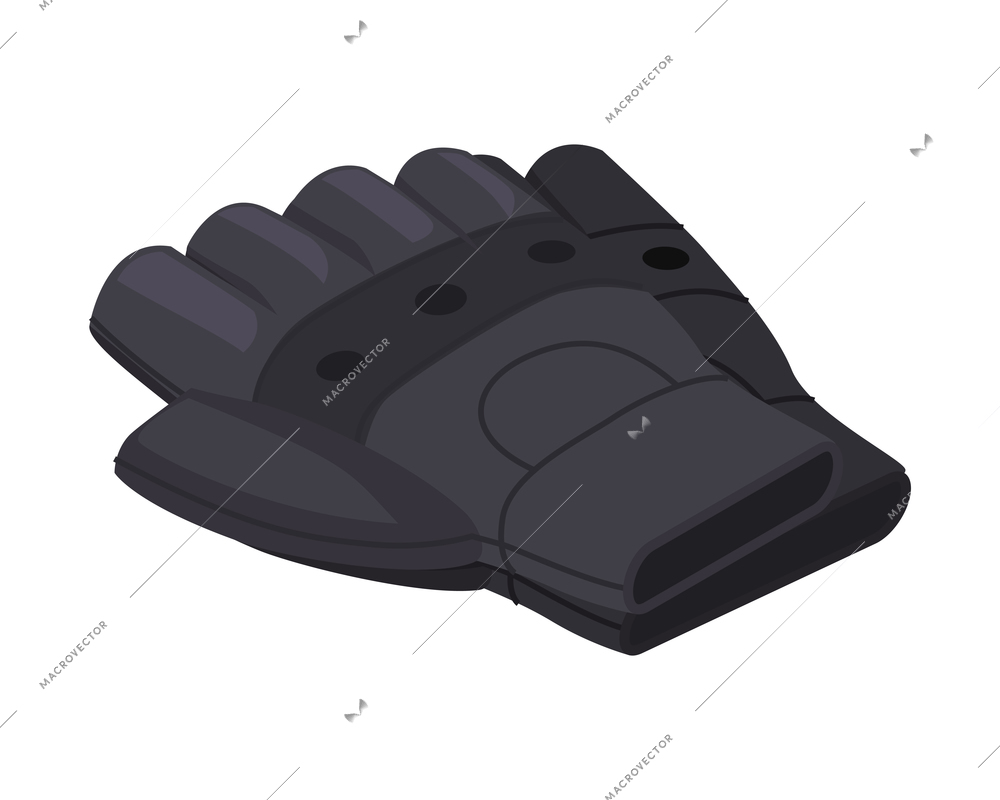 Pair of black motorcycle or bike gloves isometric icon vector illustration