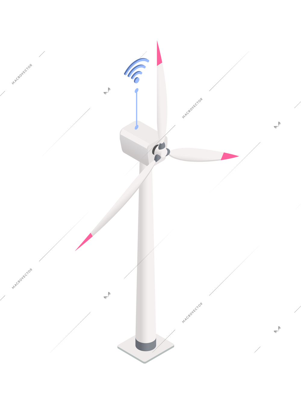 Smart industry isometric icon with remote controlled windmill 3d vector illustration