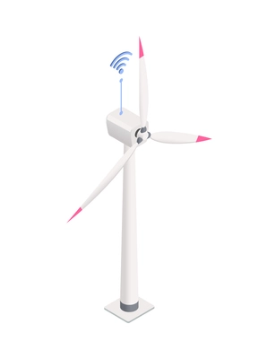 Smart industry isometric icon with remote controlled windmill 3d vector illustration