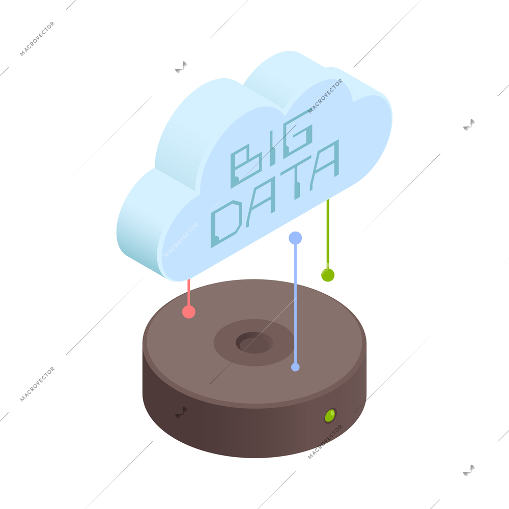 Smart industry big data processing isometric icon 3d vector illustration