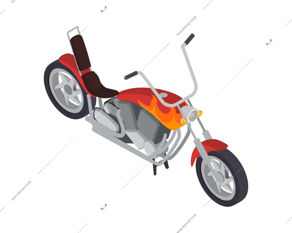 Cool biker motorcycle in isometric style on blank background vector illustration