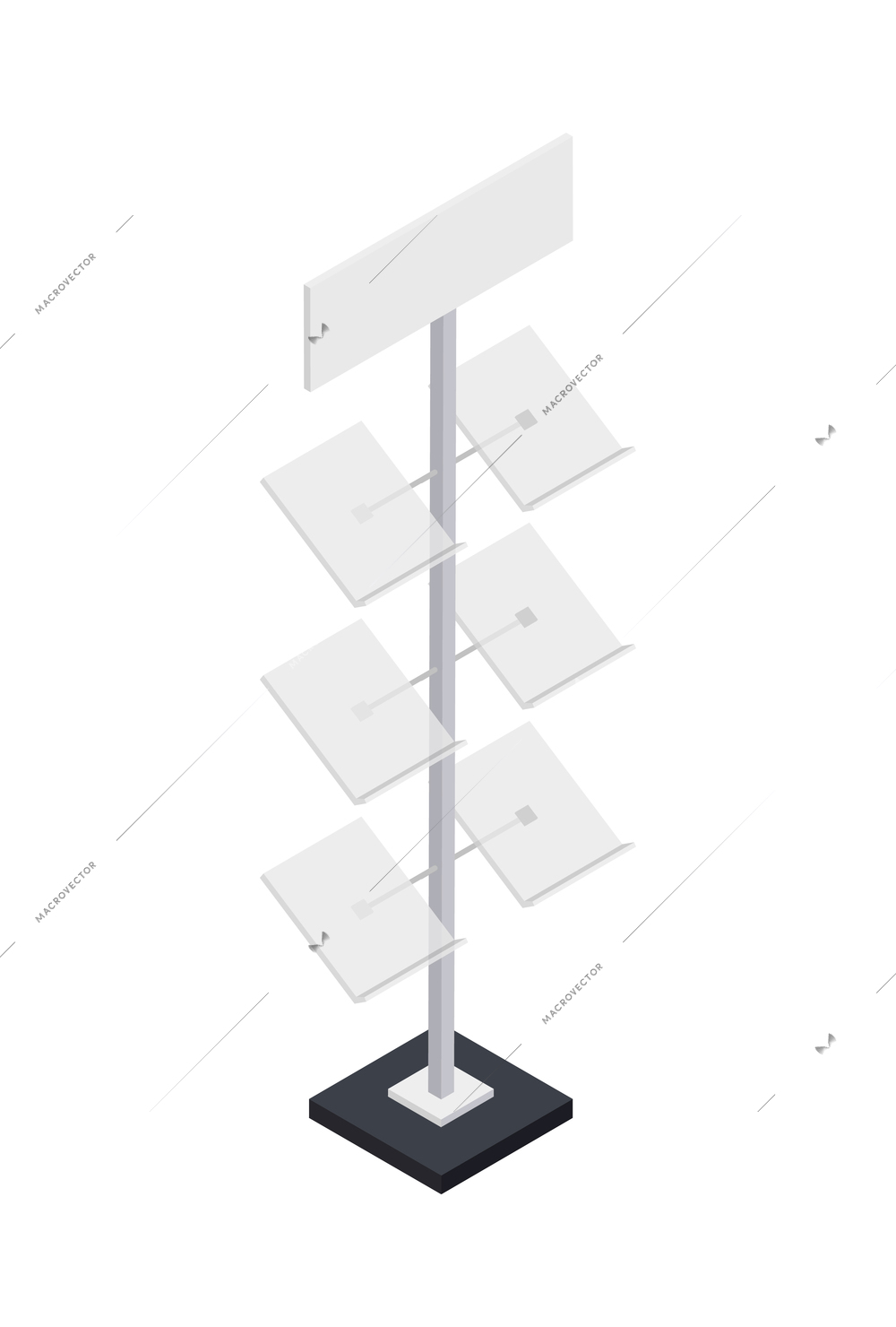 Isometric empty promotional rack for brochure display 3d vector illustration