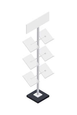 Isometric empty promotional rack for brochure display 3d vector illustration