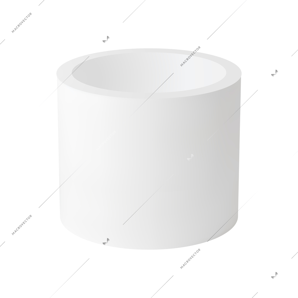 Realistic white 3d tube stereometry shape on blank background vector illustration