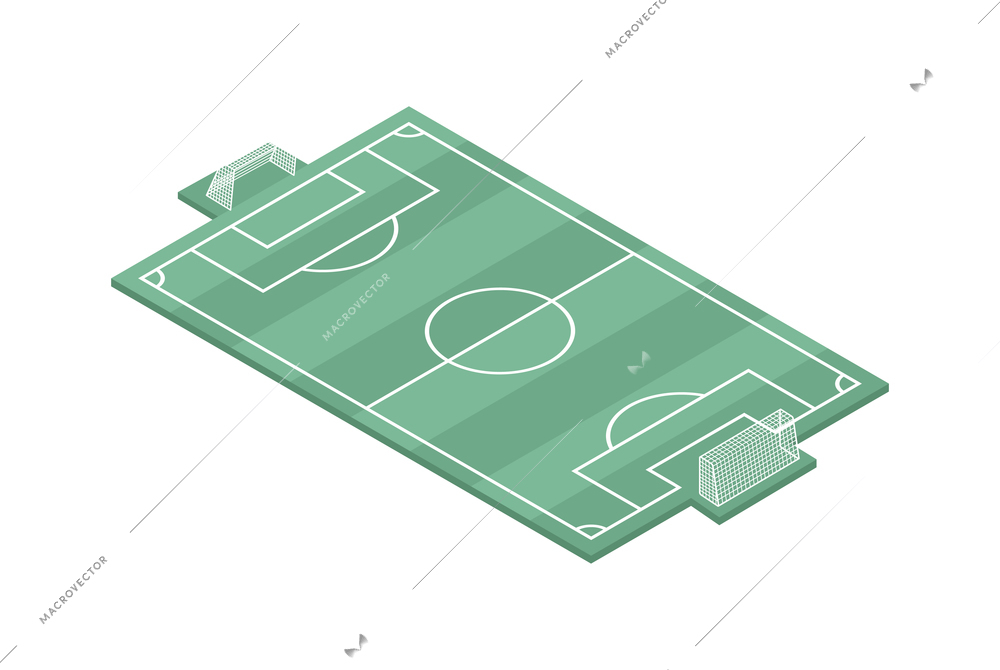 Green football field isometric icon on white background 3d vector illustration