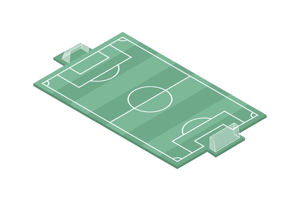 Green football field isometric icon on white background 3d vector illustration