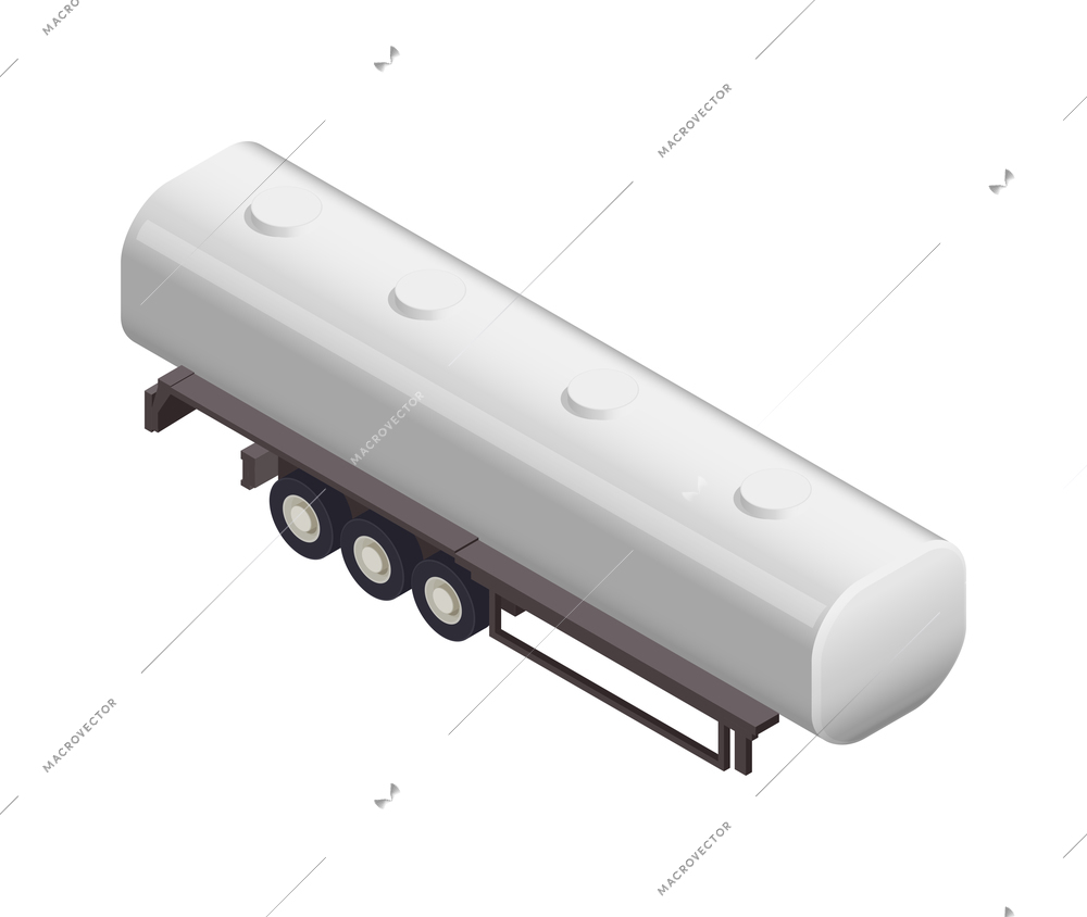 Isometric tank semitrailer on white background 3d vector illustration