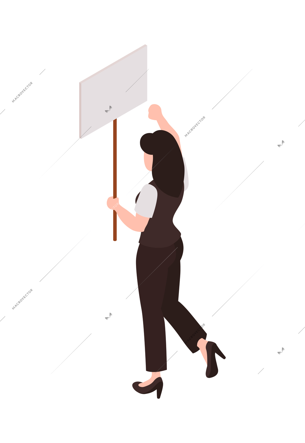 Female supporter promoting election candidate with placard 3d isometric icon vector illustration