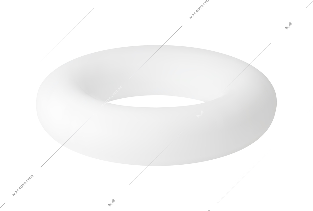 Realistic blank torus 3d shape on white background vector illustration