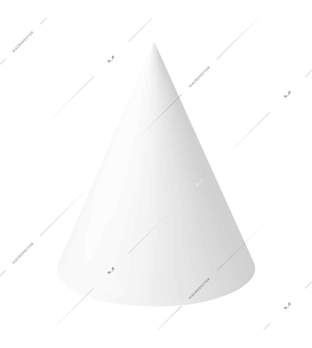 Realistic white 3d cone on blank background vector illustration