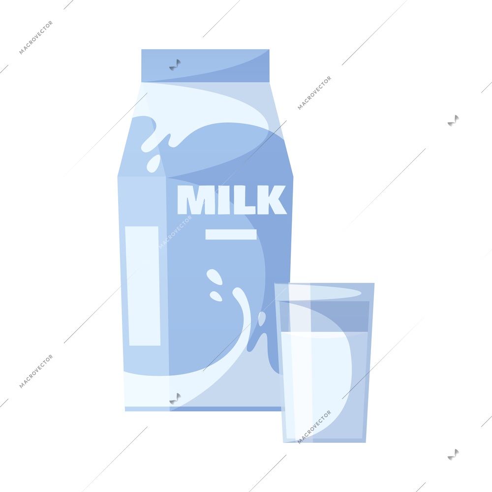 Cartoon carton and glass of fresh milk vector illustration