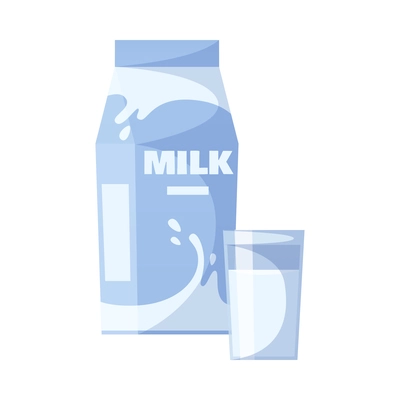 Cartoon carton and glass of fresh milk vector illustration