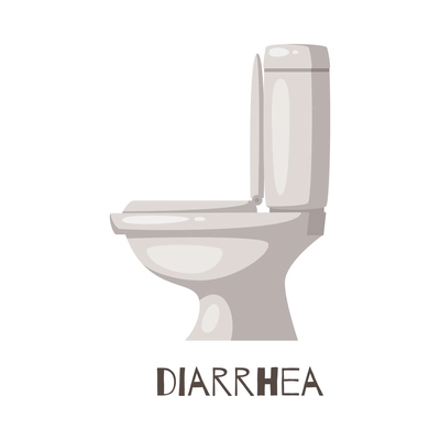 Diarrhea food poisoning or disease symptom with cartoon image of toilet vector illustration