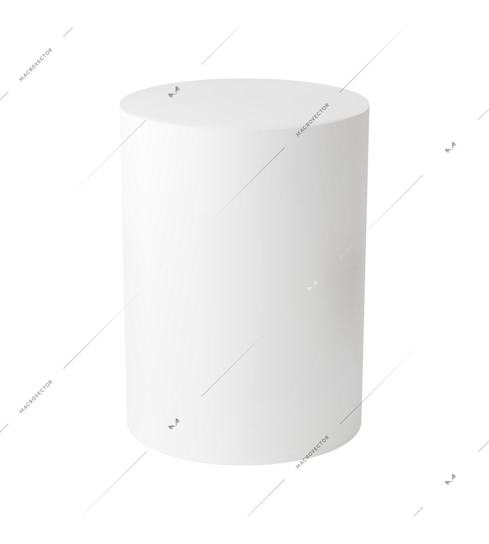 Realistic white cylinder basic 3d shape on blank background vector illustration