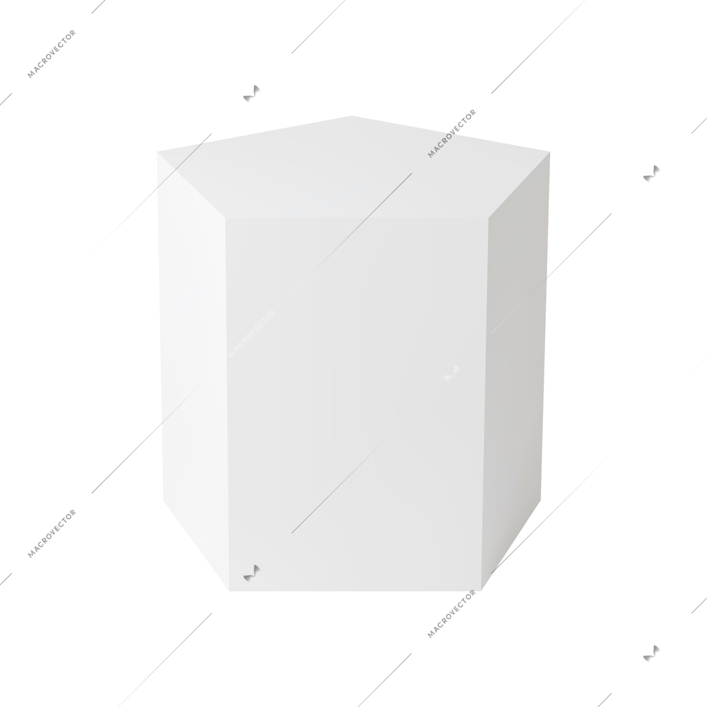 Realistic white pentagonal prism geometric figure 3d vector illustration