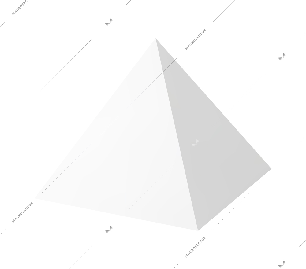 White square pyramid shape on blank background 3d realistic vector illustration