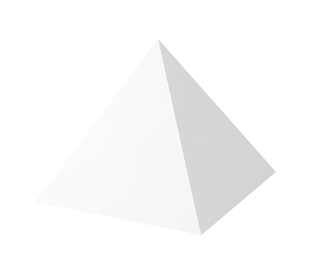 White square pyramid shape on blank background 3d realistic vector illustration