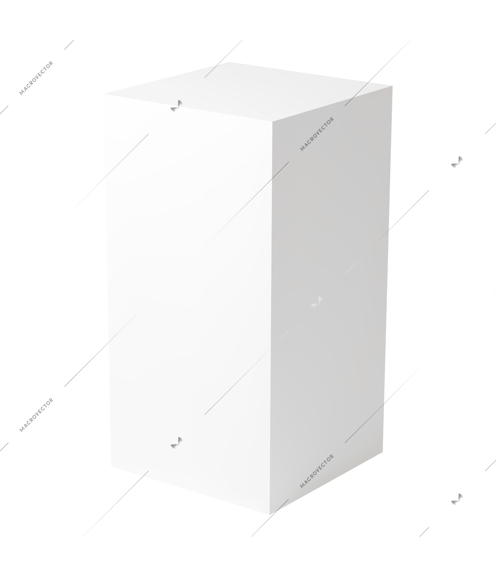 Realistic vertical 3d cuboid shape on white background vector illustration