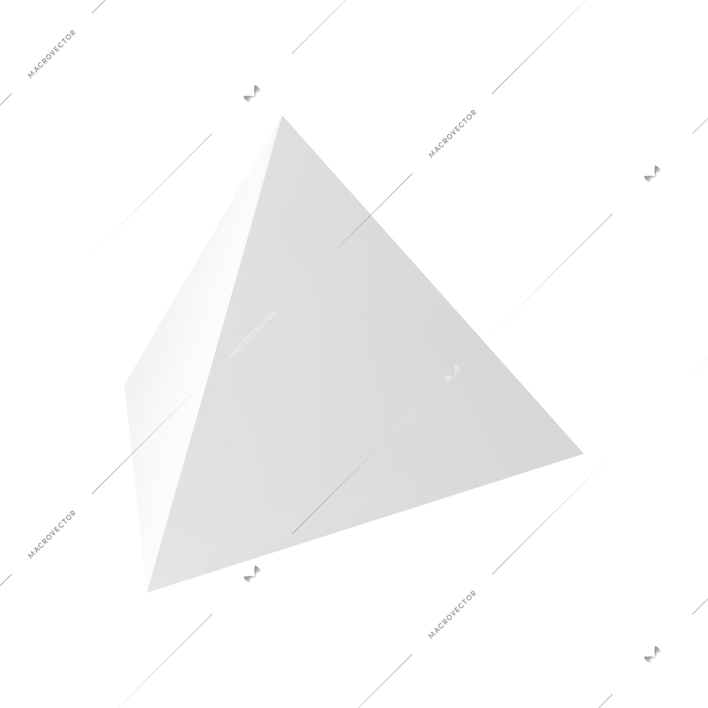 White tetrahedron realistic basic shape 3d vector illustration