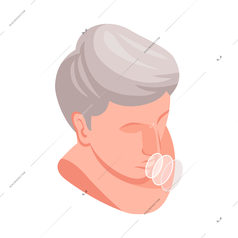 Voice recognition biometric identification icon with human head on white background 3d isometric vector illustration