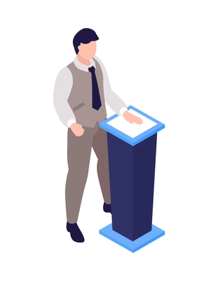 Isometric biometric identification icon with male character scanning hand 3d vector illustration