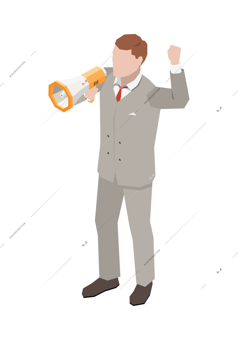 Election voting isometric icon with male character with megaphone 3d vector illustration