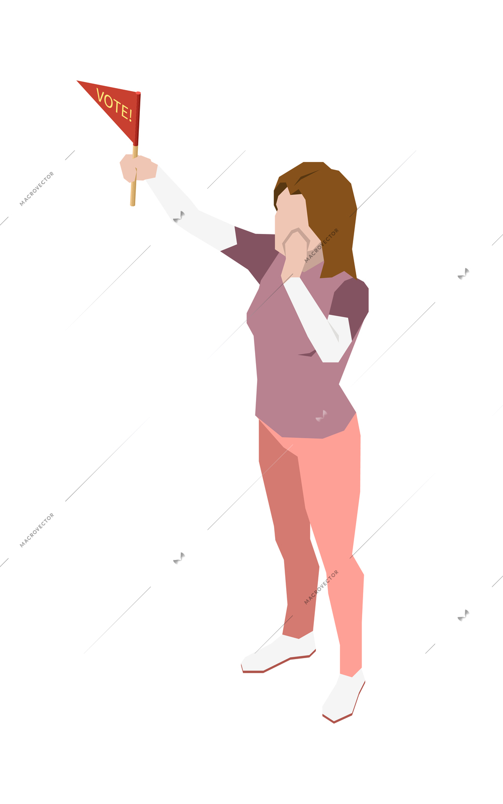 Election voting agitation isometric icon with woman holding flag 3d vector illustration