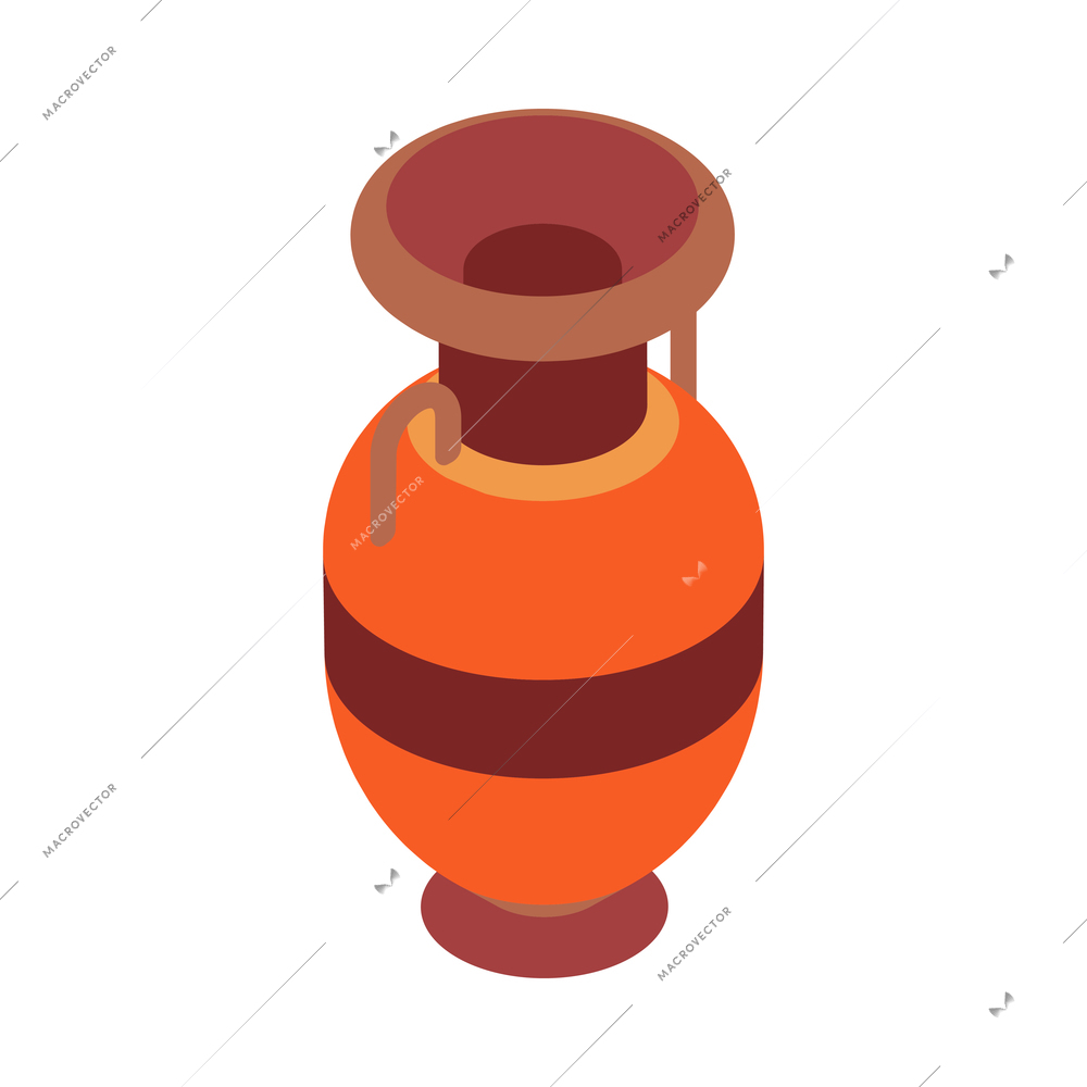 Ancient ceramic amphora isometric icon on white background vector illustration