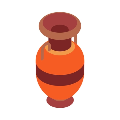 Ancient ceramic amphora isometric icon on white background vector illustration