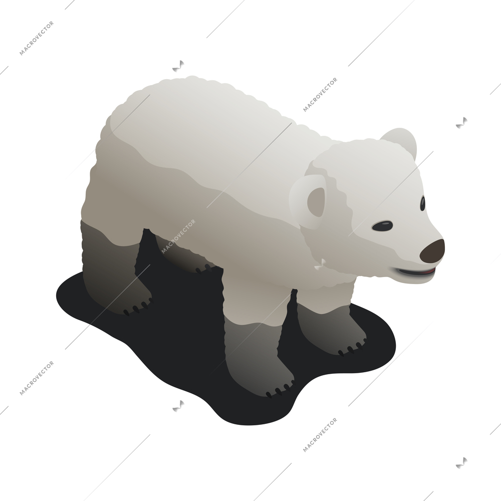 Ocean pollution ecological catastrophy icon with isometric polar bear in oil 3d vector illustration